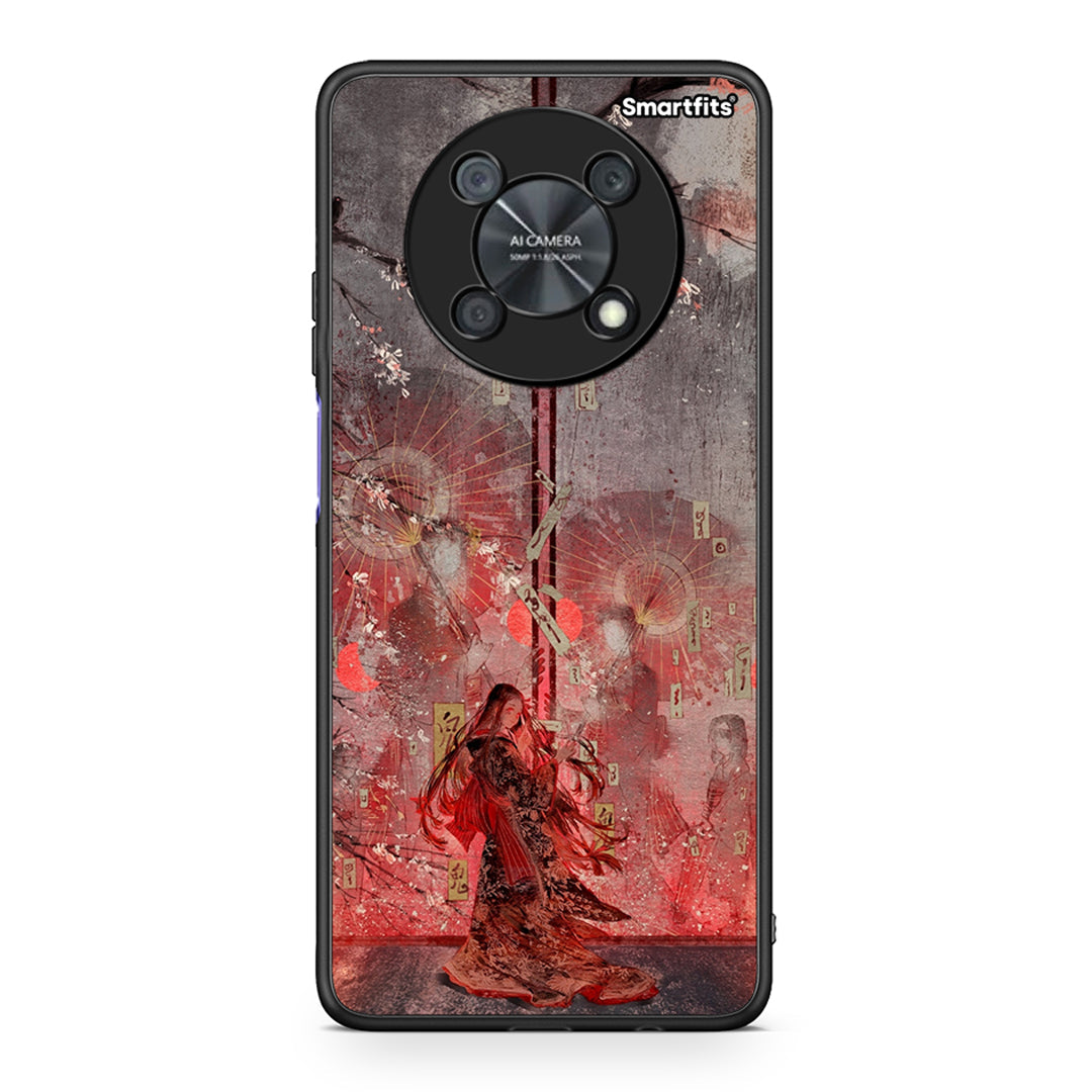 Huawei Nova Y90 Nezuko Kamado θήκη από τη Smartfits με σχέδιο στο πίσω μέρος και μαύρο περίβλημα | Smartphone case with colorful back and black bezels by Smartfits