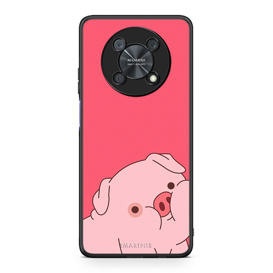 Huawei Nova Y90 Pig Love 1 Θήκη Αγίου Βαλεντίνου από τη Smartfits με σχέδιο στο πίσω μέρος και μαύρο περίβλημα | Smartphone case with colorful back and black bezels by Smartfits