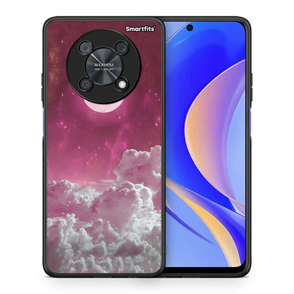 Θήκη Huawei Nova Y90 Pink Moon από τη Smartfits με σχέδιο στο πίσω μέρος και μαύρο περίβλημα | Huawei Nova Y90 Pink Moon case with colorful back and black bezels