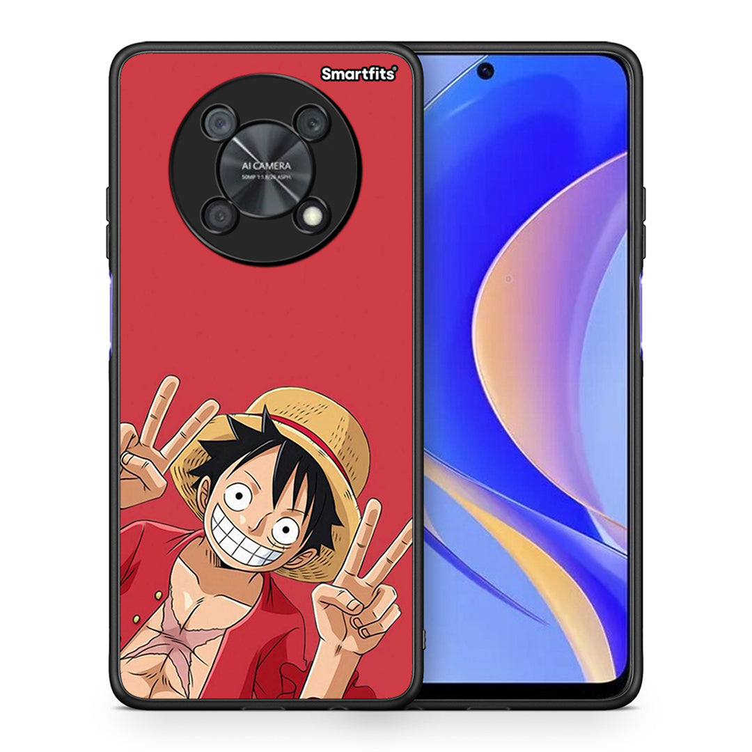 Θήκη Huawei Nova Y90 Pirate Luffy από τη Smartfits με σχέδιο στο πίσω μέρος και μαύρο περίβλημα | Huawei Nova Y90 Pirate Luffy case with colorful back and black bezels