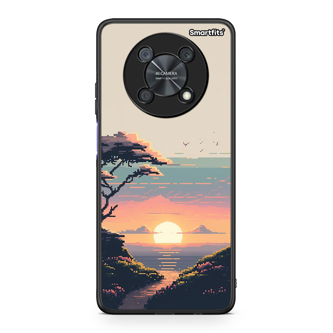 Huawei Nova Y90 Pixel Sunset θήκη από τη Smartfits με σχέδιο στο πίσω μέρος και μαύρο περίβλημα | Smartphone case with colorful back and black bezels by Smartfits