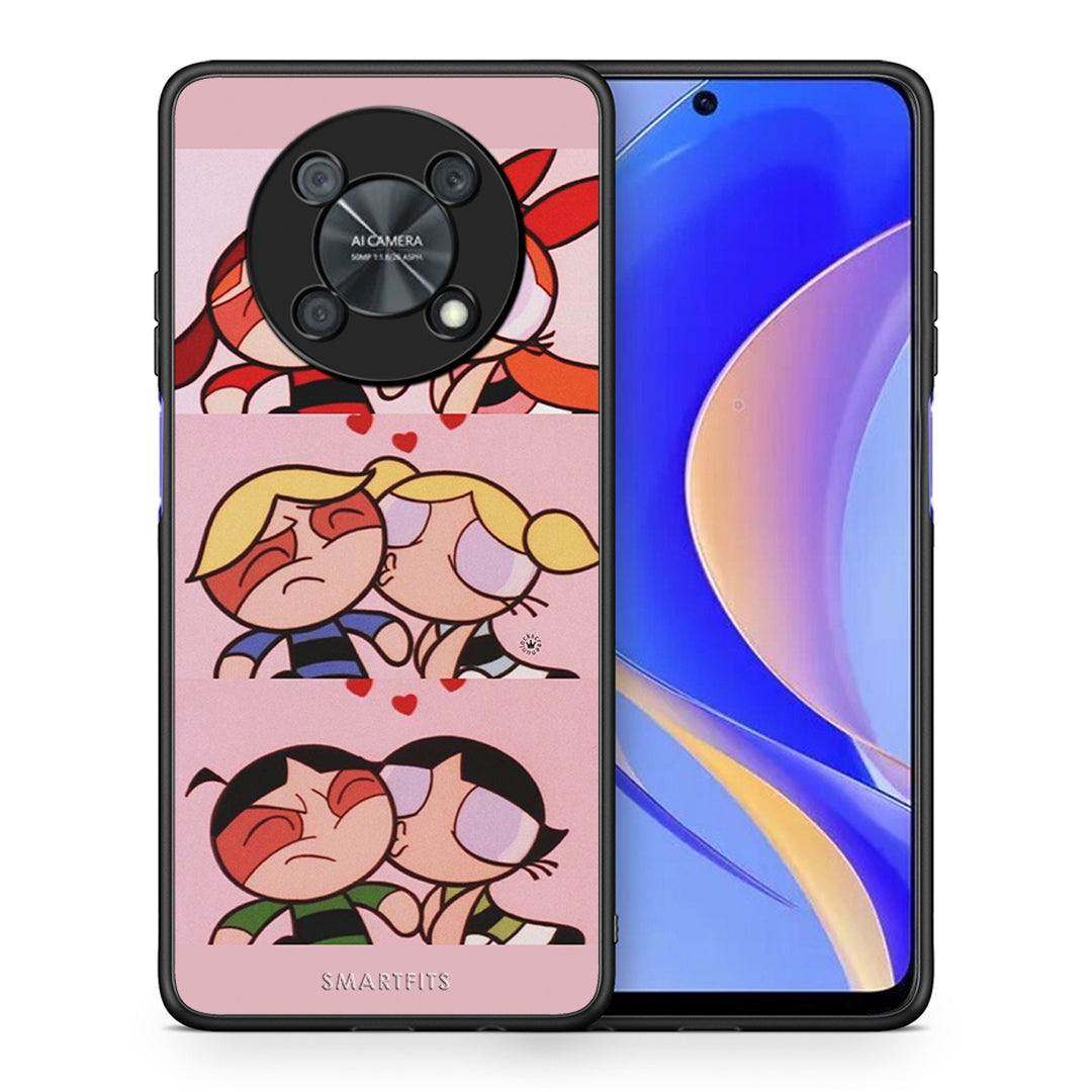 Θήκη Αγίου Βαλεντίνου Huawei Nova Y90 Puff Love από τη Smartfits με σχέδιο στο πίσω μέρος και μαύρο περίβλημα | Huawei Nova Y90 Puff Love case with colorful back and black bezels