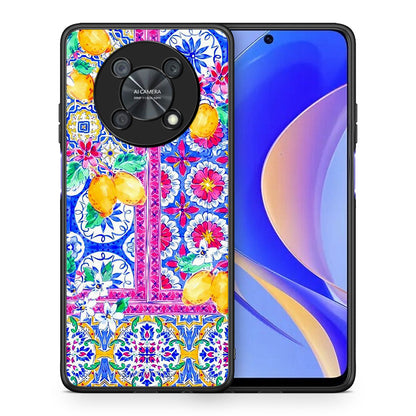 Θήκη Huawei Nova Y90 Retro Spring από τη Smartfits με σχέδιο στο πίσω μέρος και μαύρο περίβλημα | Huawei Nova Y90 Retro Spring case with colorful back and black bezels