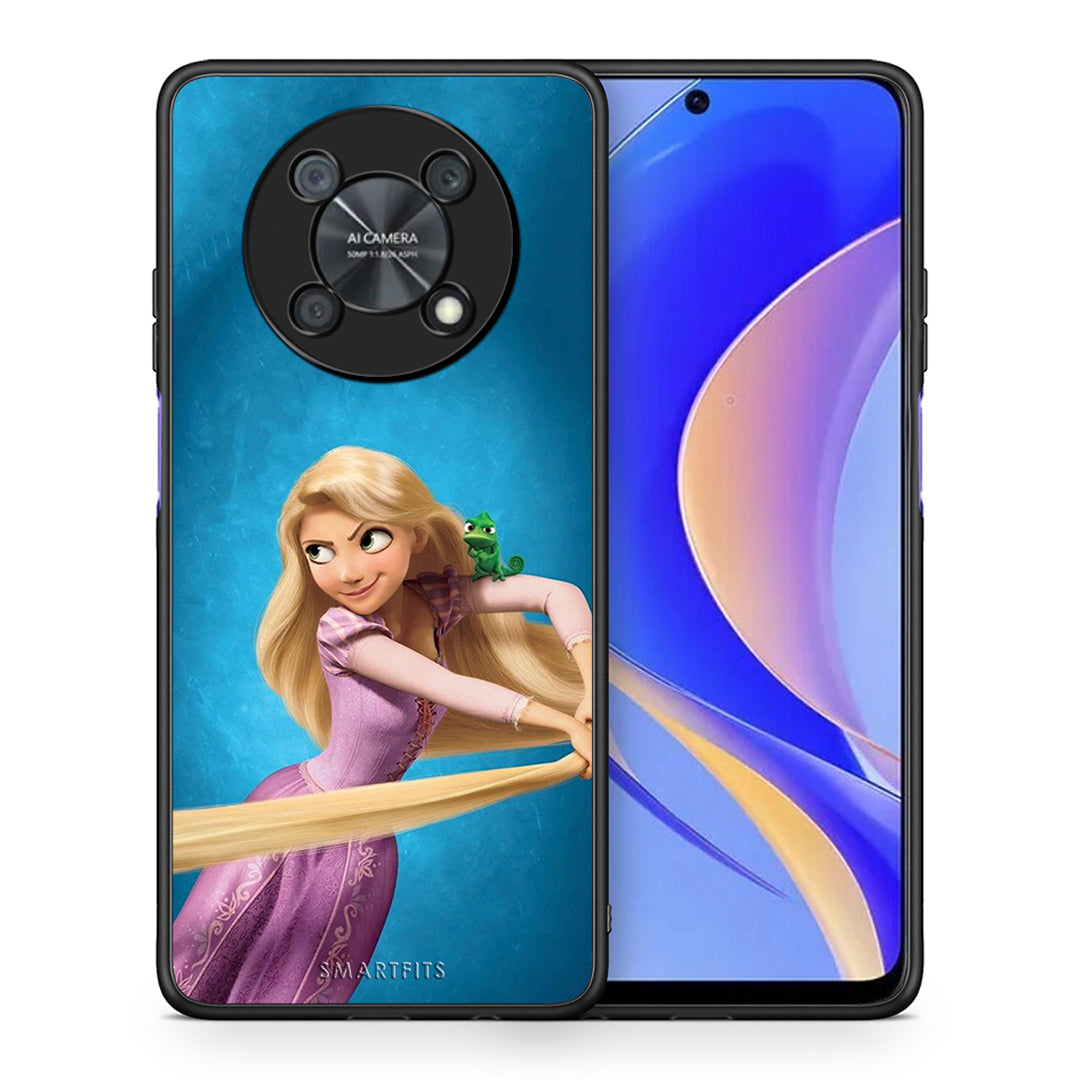 Θήκη Αγίου Βαλεντίνου Huawei Nova Y90 Tangled 2 από τη Smartfits με σχέδιο στο πίσω μέρος και μαύρο περίβλημα | Huawei Nova Y90 Tangled 2 case with colorful back and black bezels