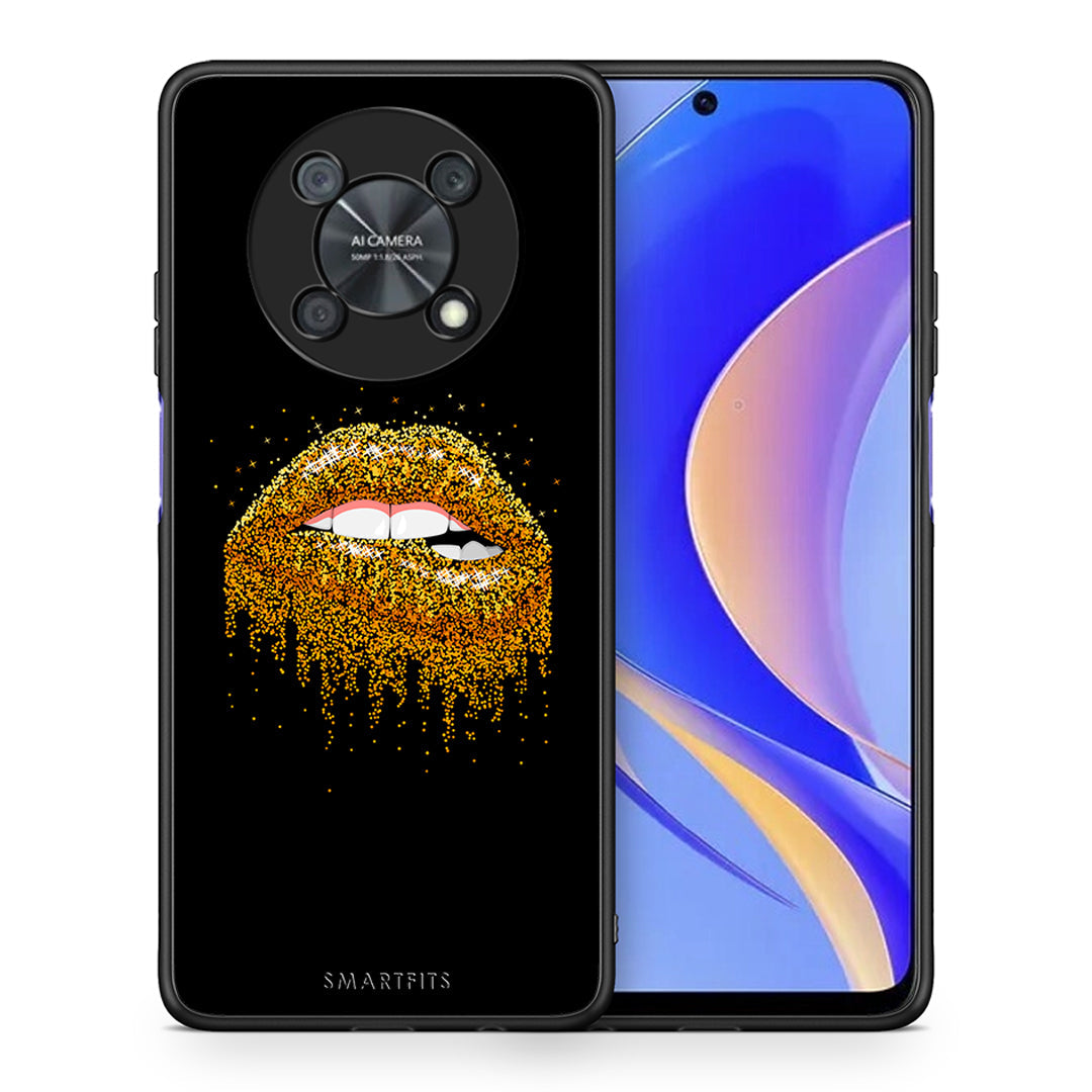 Θήκη Huawei Nova Y90 Golden Valentine από τη Smartfits με σχέδιο στο πίσω μέρος και μαύρο περίβλημα | Huawei Nova Y90 Golden Valentine case with colorful back and black bezels
