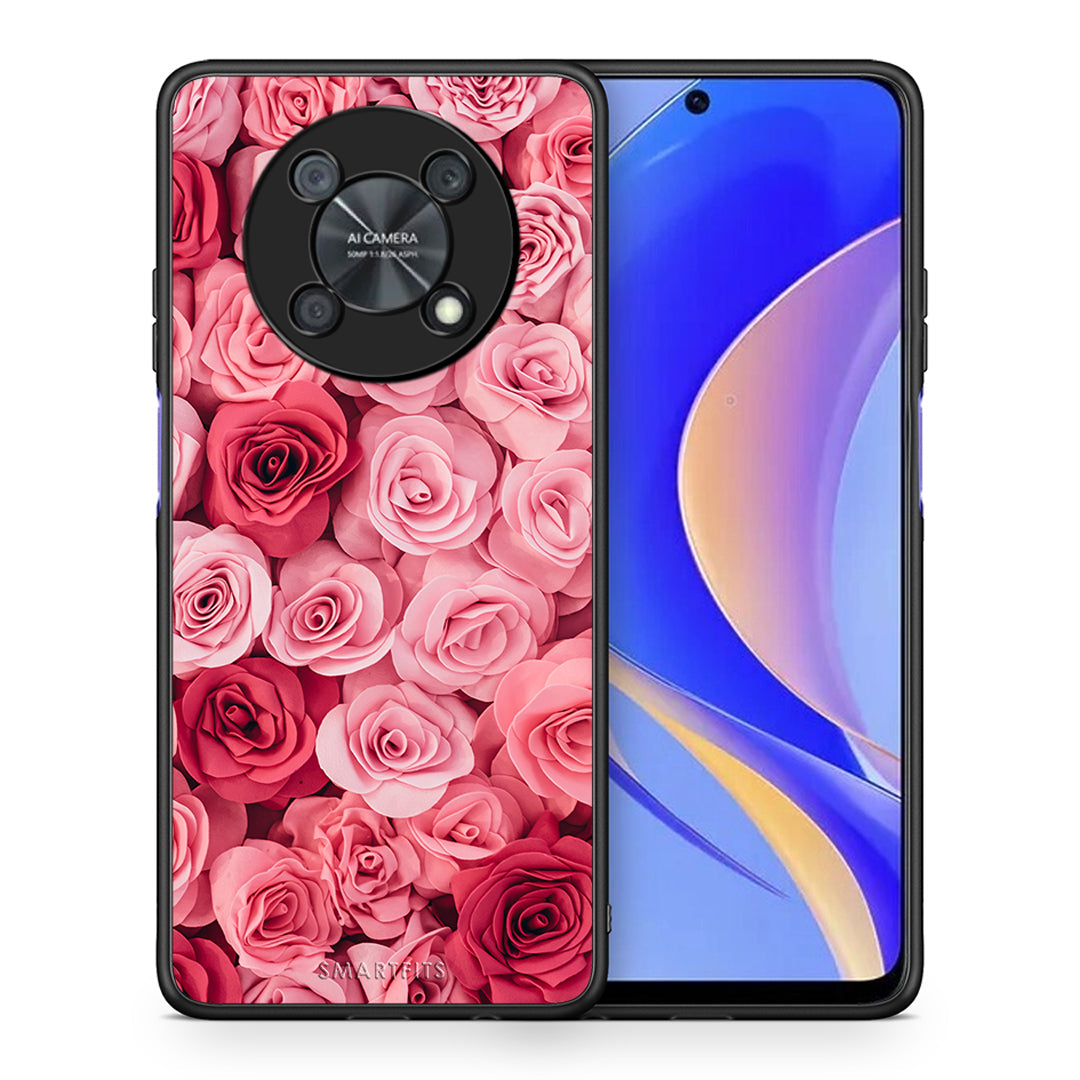 Θήκη Huawei Nova Y90 RoseGarden Valentine από τη Smartfits με σχέδιο στο πίσω μέρος και μαύρο περίβλημα | Huawei Nova Y90 RoseGarden Valentine case with colorful back and black bezels