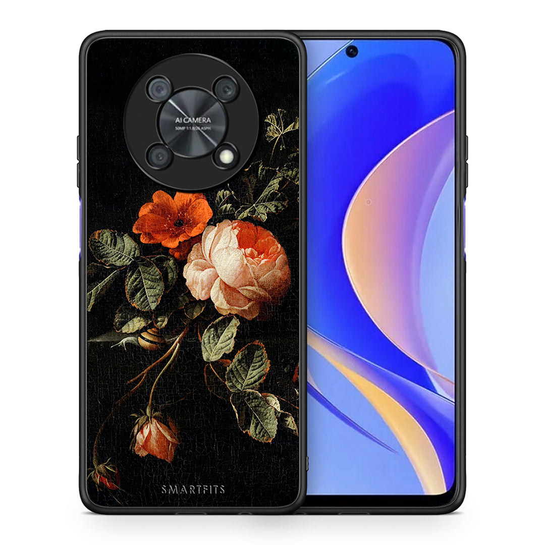 Θήκη Huawei Nova Y90 Vintage Roses από τη Smartfits με σχέδιο στο πίσω μέρος και μαύρο περίβλημα | Huawei Nova Y90 Vintage Roses case with colorful back and black bezels