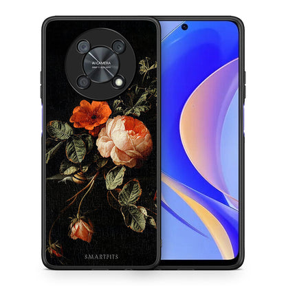 Θήκη Huawei Nova Y90 Vintage Roses από τη Smartfits με σχέδιο στο πίσω μέρος και μαύρο περίβλημα | Huawei Nova Y90 Vintage Roses case with colorful back and black bezels