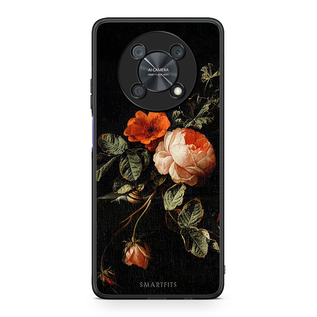 Huawei Nova Y90 Vintage Roses θήκη από τη Smartfits με σχέδιο στο πίσω μέρος και μαύρο περίβλημα | Smartphone case with colorful back and black bezels by Smartfits