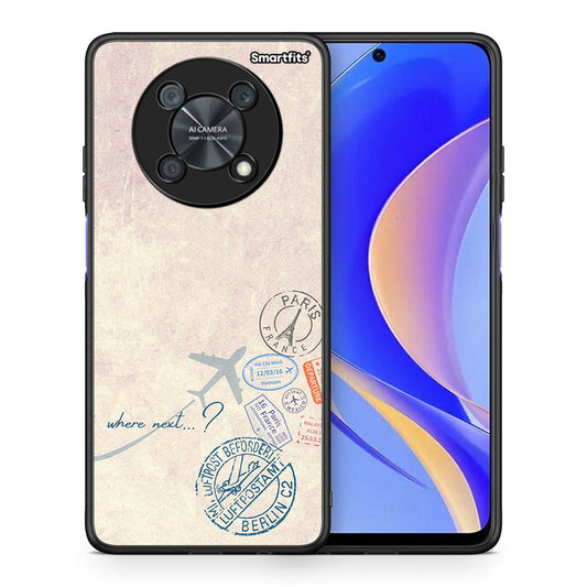 Θήκη Huawei Nova Y90 Where Next από τη Smartfits με σχέδιο στο πίσω μέρος και μαύρο περίβλημα | Huawei Nova Y90 Where Next case with colorful back and black bezels