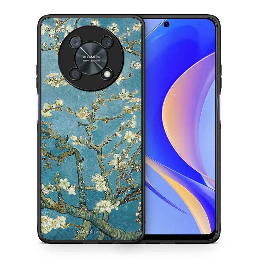 Θήκη Huawei Nova Y90 White Blossoms από τη Smartfits με σχέδιο στο πίσω μέρος και μαύρο περίβλημα | Huawei Nova Y90 White Blossoms case with colorful back and black bezels
