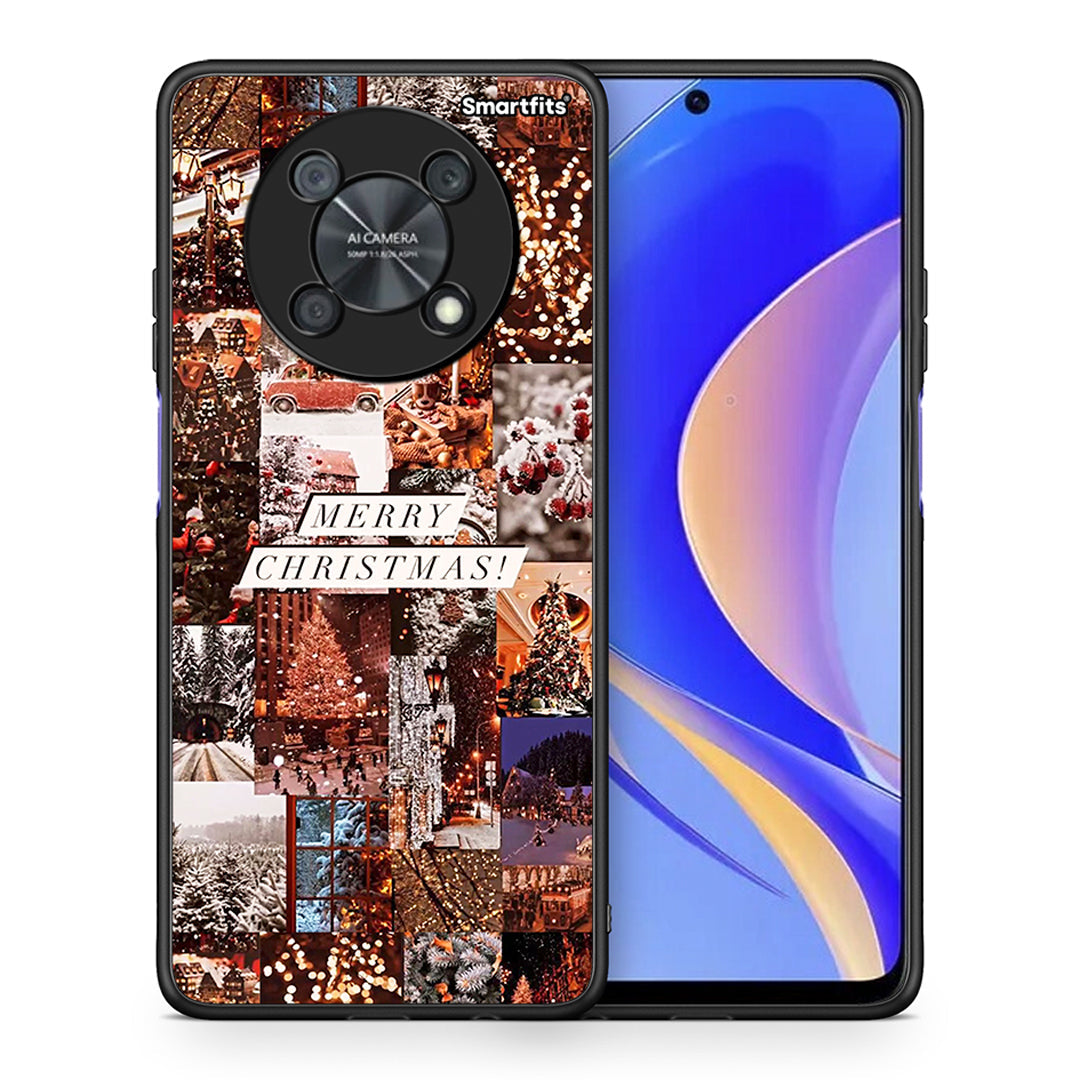 Θήκη Huawei Nova Y90 Xmas Collage από τη Smartfits με σχέδιο στο πίσω μέρος και μαύρο περίβλημα | Huawei Nova Y90 Xmas Collage case with colorful back and black bezels