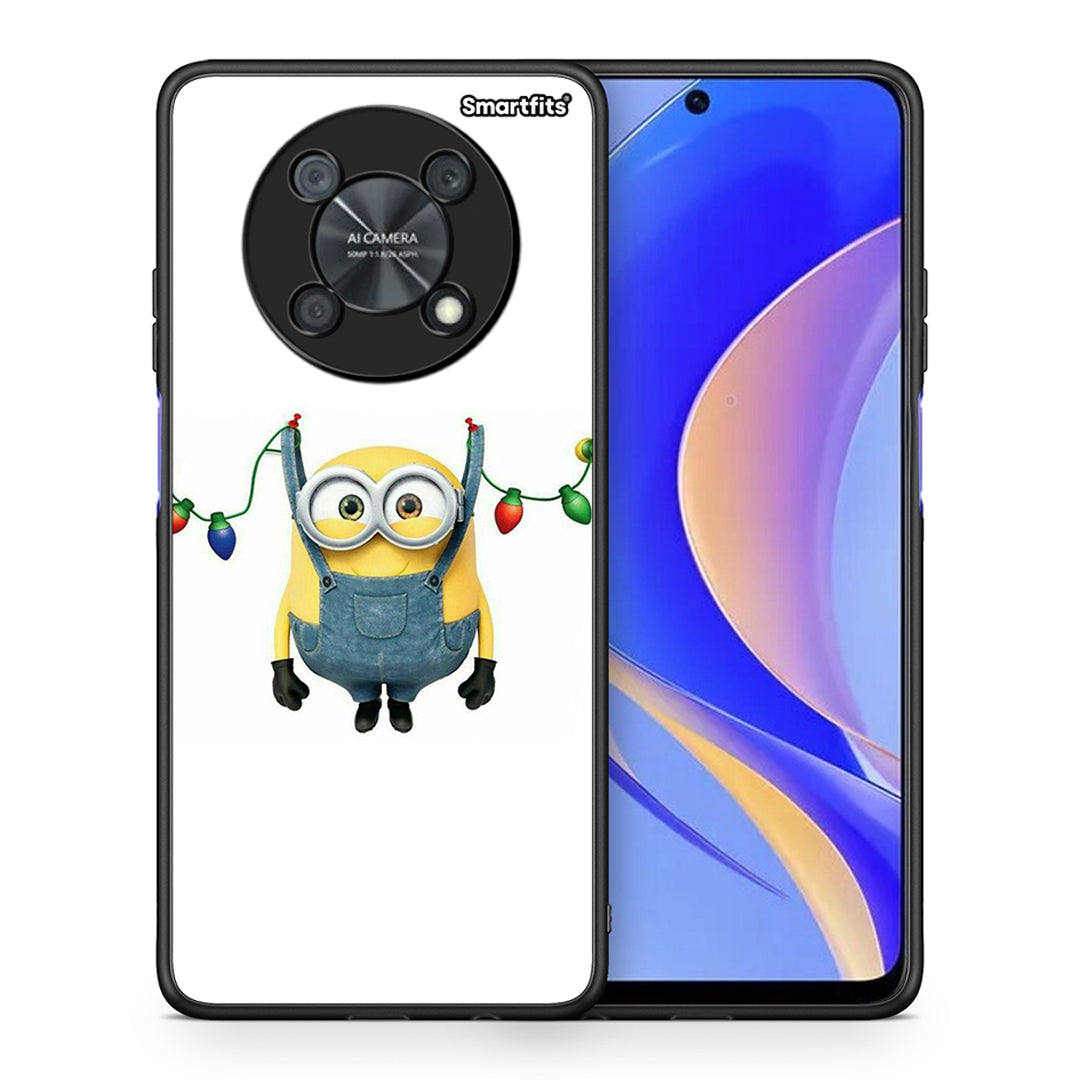 Θήκη Huawei Nova Y90 Xmas Minion Lights από τη Smartfits με σχέδιο στο πίσω μέρος και μαύρο περίβλημα | Huawei Nova Y90 Xmas Minion Lights case with colorful back and black bezels