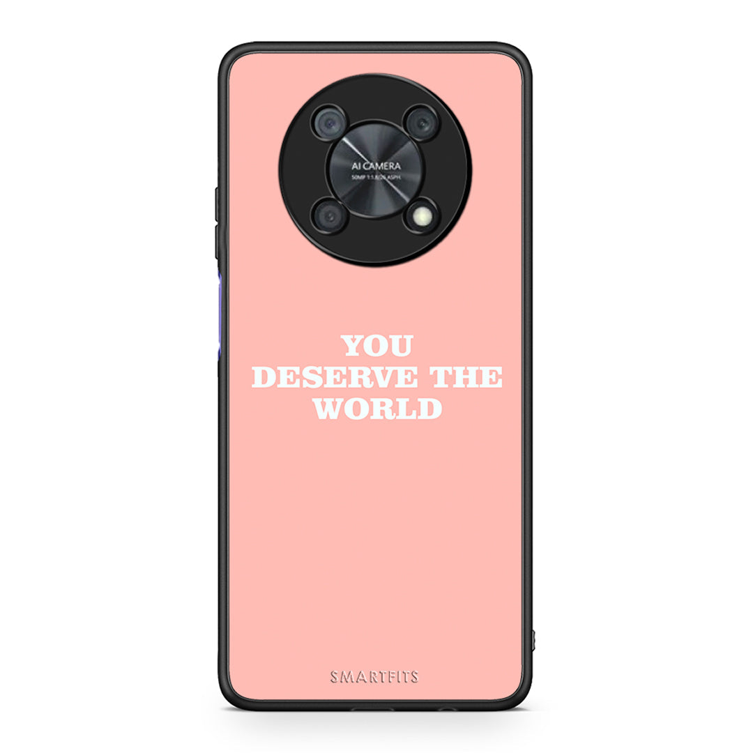 Huawei Nova Y90 You Deserve The World Θήκη Αγίου Βαλεντίνου από τη Smartfits με σχέδιο στο πίσω μέρος και μαύρο περίβλημα | Smartphone case with colorful back and black bezels by Smartfits