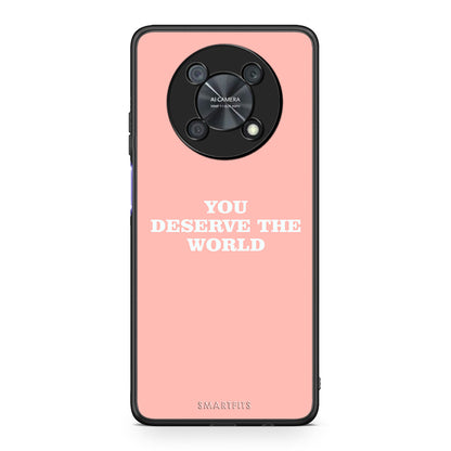 Huawei Nova Y90 You Deserve The World Θήκη Αγίου Βαλεντίνου από τη Smartfits με σχέδιο στο πίσω μέρος και μαύρο περίβλημα | Smartphone case with colorful back and black bezels by Smartfits