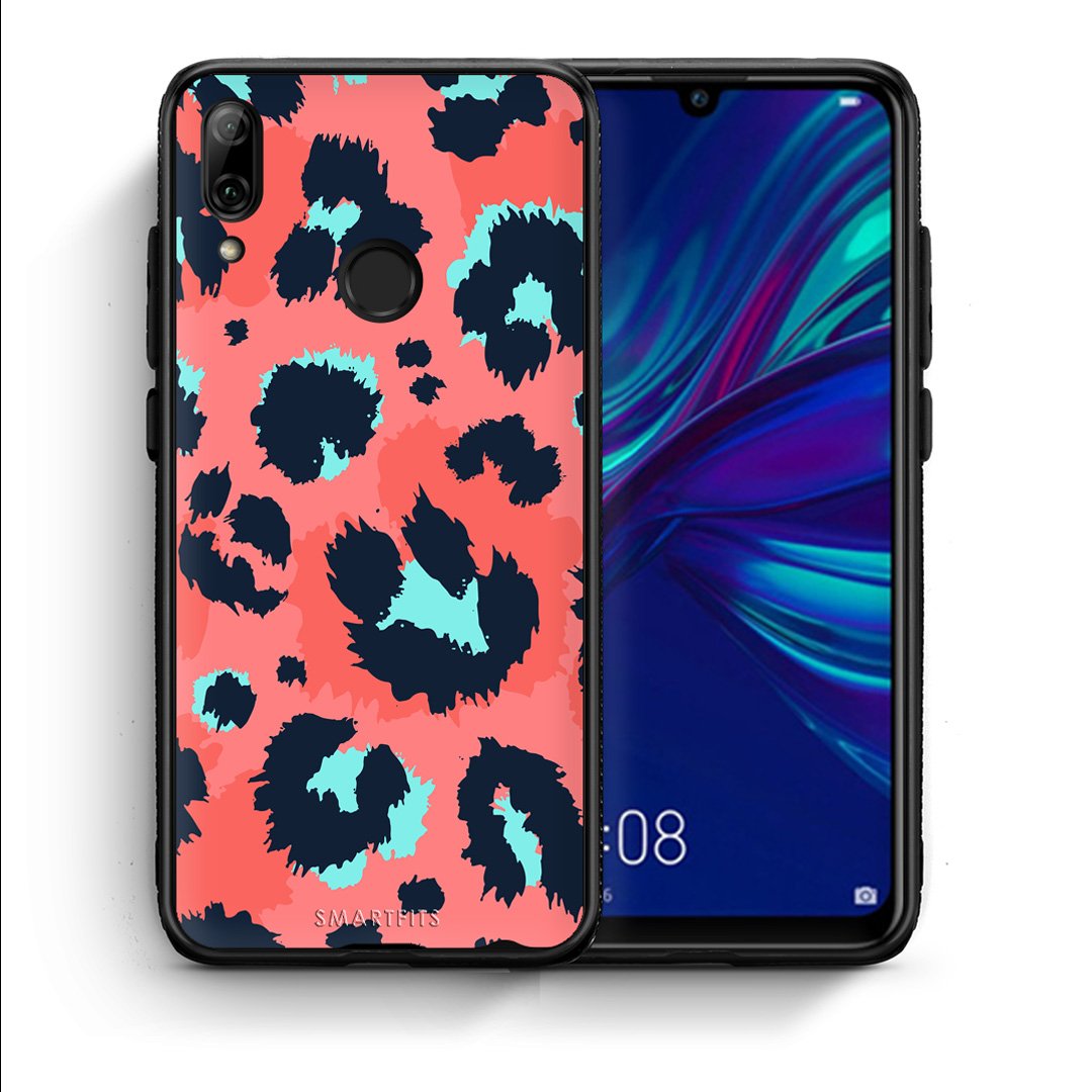 Θήκη Huawei P Smart 2019 Pink Leopard Animal από τη Smartfits με σχέδιο στο πίσω μέρος και μαύρο περίβλημα | Huawei P Smart 2019 Pink Leopard Animal case with colorful back and black bezels