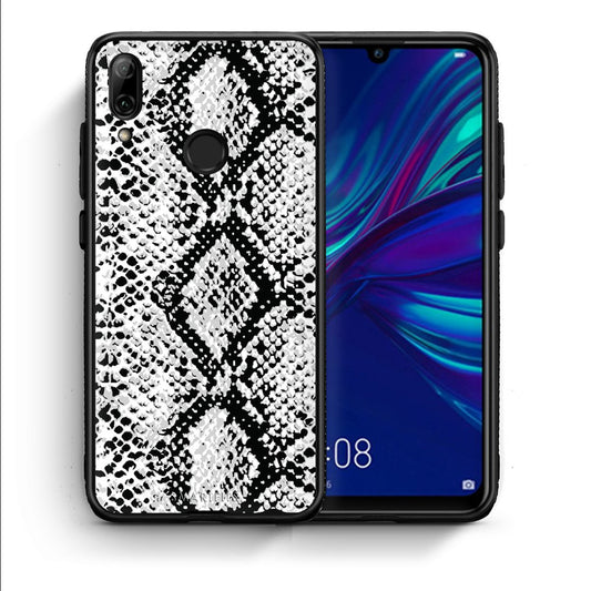 Θήκη Huawei P Smart 2019 White Snake Animal από τη Smartfits με σχέδιο στο πίσω μέρος και μαύρο περίβλημα | Huawei P Smart 2019 White Snake Animal case with colorful back and black bezels