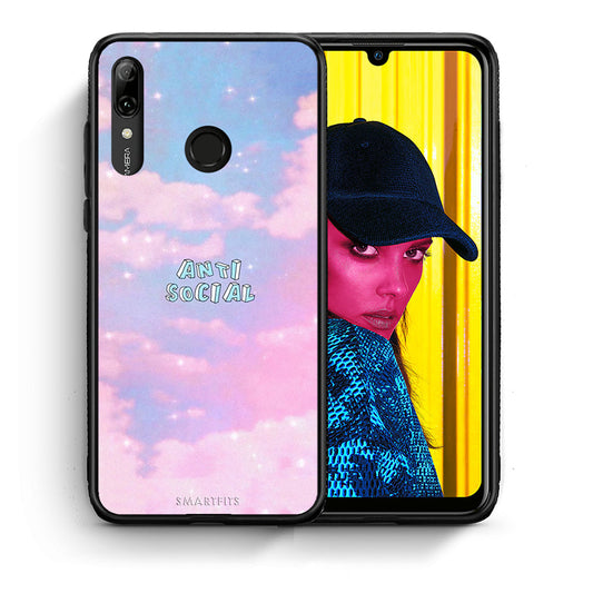 Θήκη Αγίου Βαλεντίνου Huawei P Smart 2019 Anti Social από τη Smartfits με σχέδιο στο πίσω μέρος και μαύρο περίβλημα | Huawei P Smart 2019 Anti Social case with colorful back and black bezels