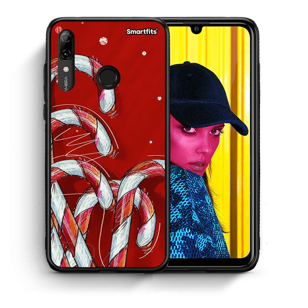 Θήκη Huawei P Smart 2019 Candy Cane από τη Smartfits με σχέδιο στο πίσω μέρος και μαύρο περίβλημα | Huawei P Smart 2019 Candy Cane case with colorful back and black bezels