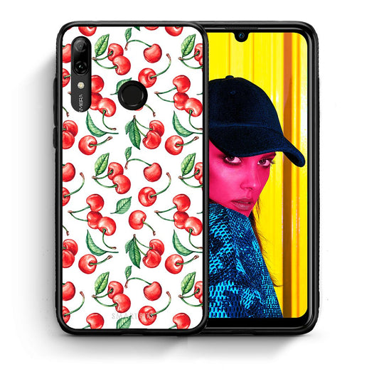 Θήκη Huawei P Smart 2019 Cherry Summer από τη Smartfits με σχέδιο στο πίσω μέρος και μαύρο περίβλημα | Huawei P Smart 2019 Cherry Summer case with colorful back and black bezels
