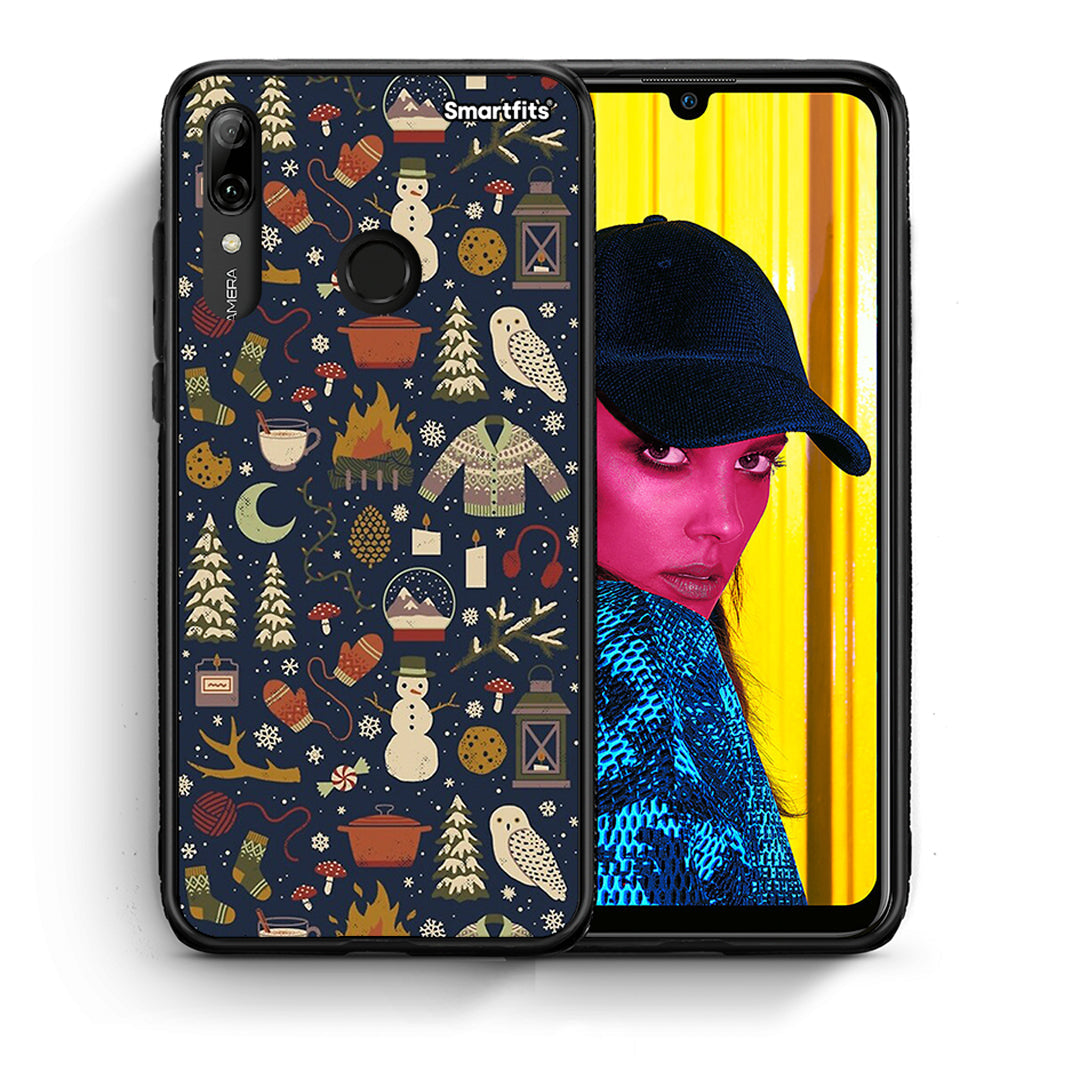 Θήκη Huawei P Smart 2019 Christmas Elements από τη Smartfits με σχέδιο στο πίσω μέρος και μαύρο περίβλημα | Huawei P Smart 2019 Christmas Elements case with colorful back and black bezels