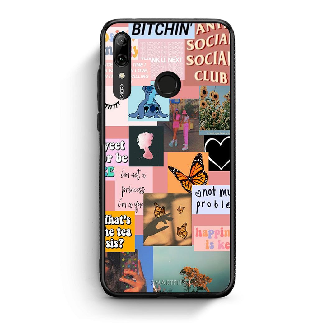 Huawei P Smart 2019 Collage Bitchin Θήκη Αγίου Βαλεντίνου από τη Smartfits με σχέδιο στο πίσω μέρος και μαύρο περίβλημα | Smartphone case with colorful back and black bezels by Smartfits