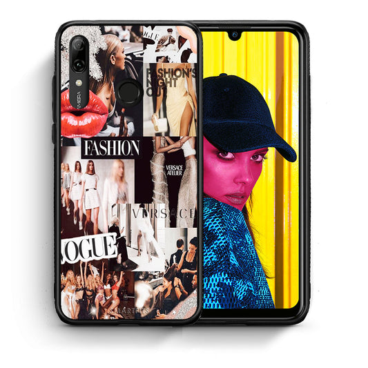 Θήκη Αγίου Βαλεντίνου Huawei P Smart 2019 Collage Fashion από τη Smartfits με σχέδιο στο πίσω μέρος και μαύρο περίβλημα | Huawei P Smart 2019 Collage Fashion case with colorful back and black bezels