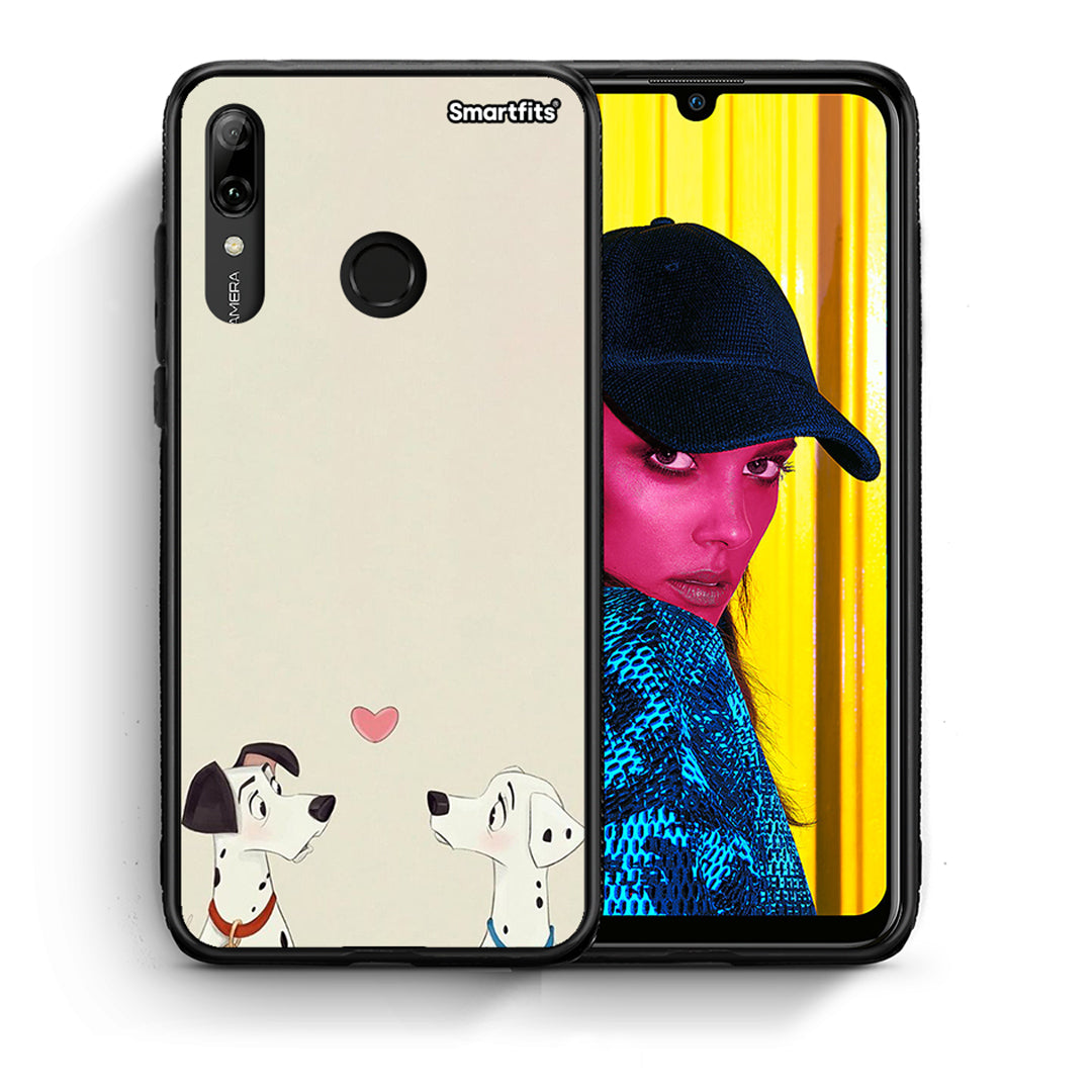 Θήκη Huawei P Smart 2019 Dalmatians Love από τη Smartfits με σχέδιο στο πίσω μέρος και μαύρο περίβλημα | Huawei P Smart 2019 Dalmatians Love case with colorful back and black bezels