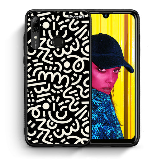 Θήκη Huawei P Smart 2019 Doodle Art από τη Smartfits με σχέδιο στο πίσω μέρος και μαύρο περίβλημα | Huawei P Smart 2019 Doodle Art case with colorful back and black bezels