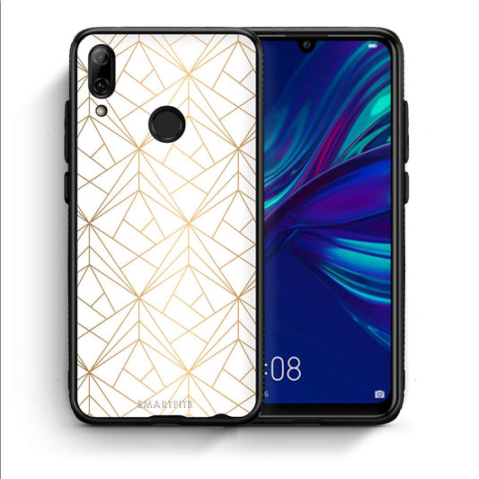 Θήκη Huawei P Smart 2019 Luxury White Geometric από τη Smartfits με σχέδιο στο πίσω μέρος και μαύρο περίβλημα | Huawei P Smart 2019 Luxury White Geometric case with colorful back and black bezels