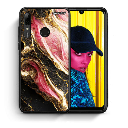 Θήκη Huawei P Smart 2019 Glamorous Pink Marble από τη Smartfits με σχέδιο στο πίσω μέρος και μαύρο περίβλημα | Huawei P Smart 2019 Glamorous Pink Marble case with colorful back and black bezels