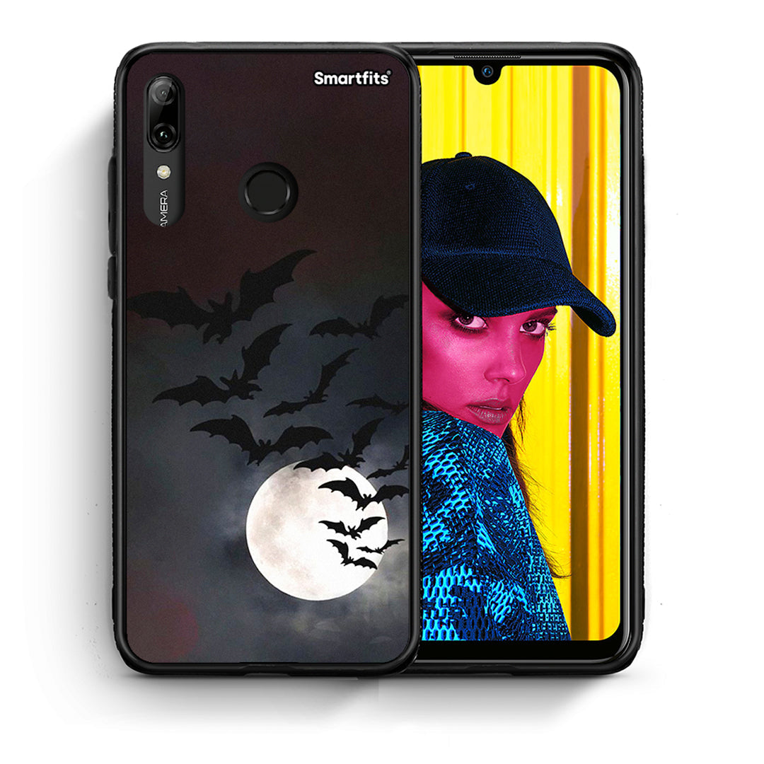 Θήκη Huawei P Smart 2019 Halloween Bat Night από τη Smartfits με σχέδιο στο πίσω μέρος και μαύρο περίβλημα | Huawei P Smart 2019 Halloween Bat Night case with colorful back and black bezels