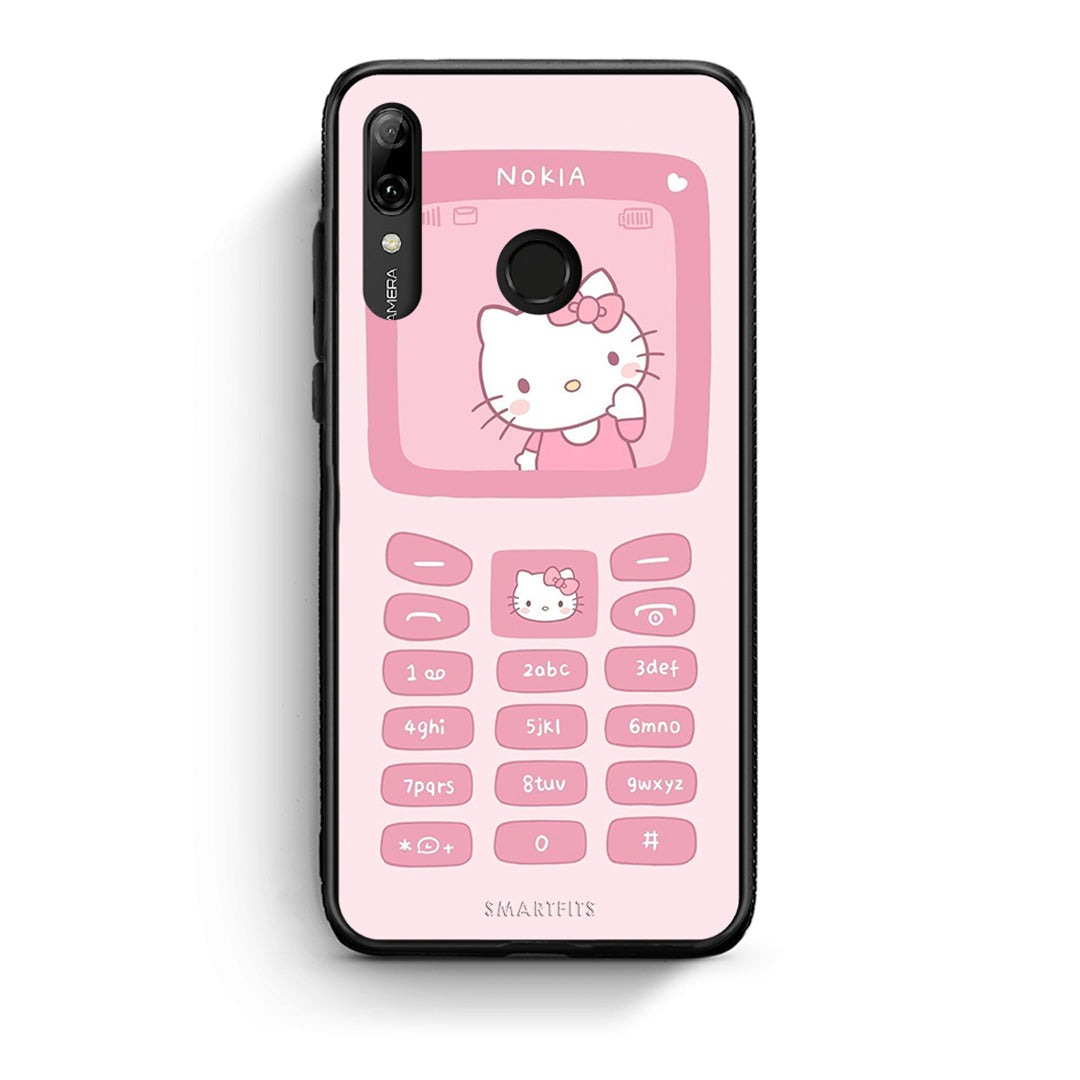 Huawei P Smart 2019 Hello Kitten Θήκη Αγίου Βαλεντίνου από τη Smartfits με σχέδιο στο πίσω μέρος και μαύρο περίβλημα | Smartphone case with colorful back and black bezels by Smartfits