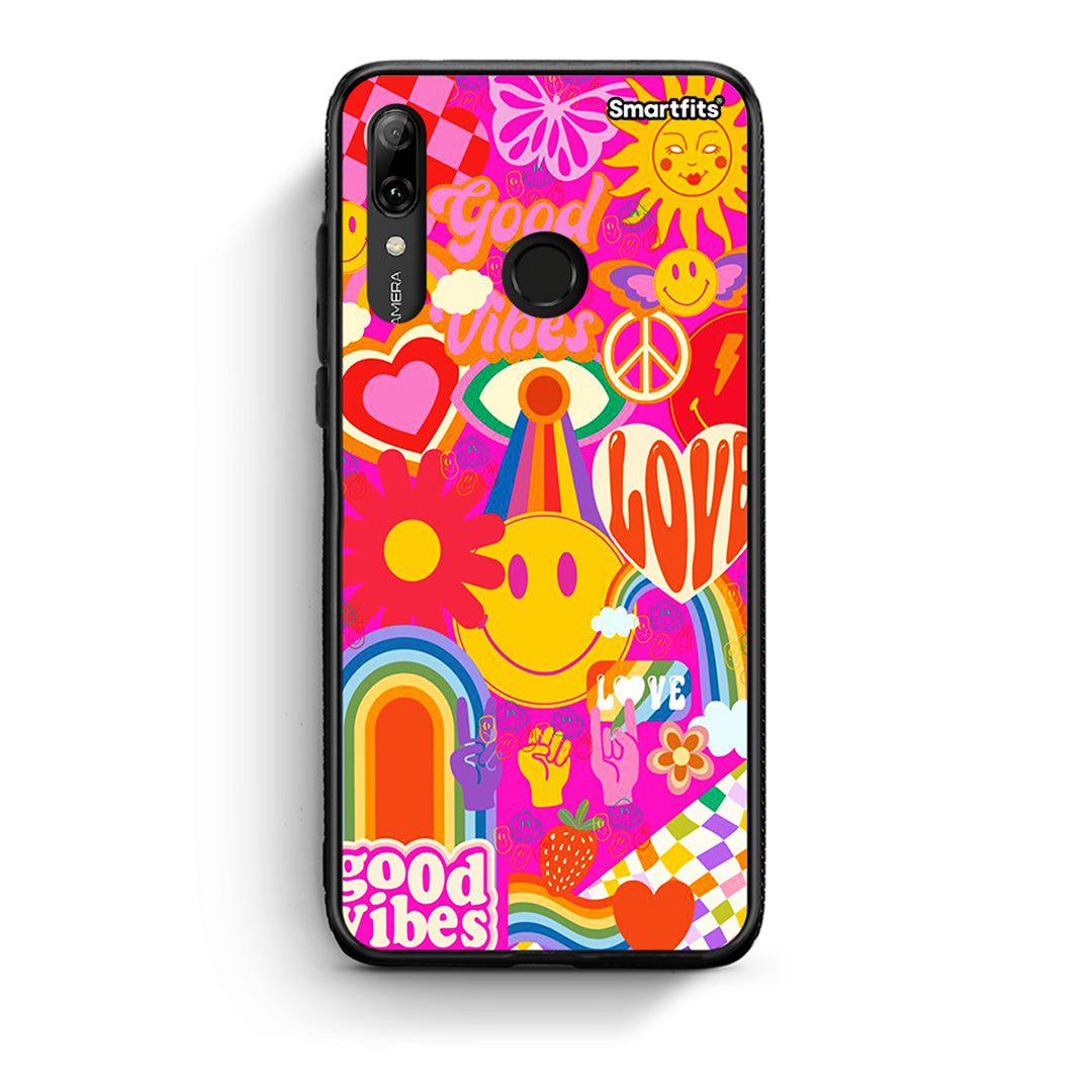 Huawei P Smart 2019 Hippie Love θήκη από τη Smartfits με σχέδιο στο πίσω μέρος και μαύρο περίβλημα | Smartphone case with colorful back and black bezels by Smartfits