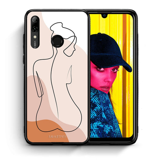 Θήκη Huawei P Smart 2019 LineArt Woman από τη Smartfits με σχέδιο στο πίσω μέρος και μαύρο περίβλημα | Huawei P Smart 2019 LineArt Woman case with colorful back and black bezels