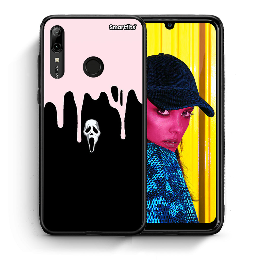 Θήκη Huawei P Smart 2019 Melting Halloween Mask από τη Smartfits με σχέδιο στο πίσω μέρος και μαύρο περίβλημα | Huawei P Smart 2019 Melting Halloween Mask case with colorful back and black bezels