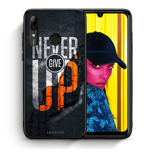Θήκη Αγίου Βαλεντίνου Huawei P Smart 2019 Never Give Up από τη Smartfits με σχέδιο στο πίσω μέρος και μαύρο περίβλημα | Huawei P Smart 2019 Never Give Up case with colorful back and black bezels