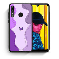 Thumbnail for Θήκη Αγίου Βαλεντίνου Huawei P Smart 2019 Purple Mariposa από τη Smartfits με σχέδιο στο πίσω μέρος και μαύρο περίβλημα | Huawei P Smart 2019 Purple Mariposa case with colorful back and black bezels