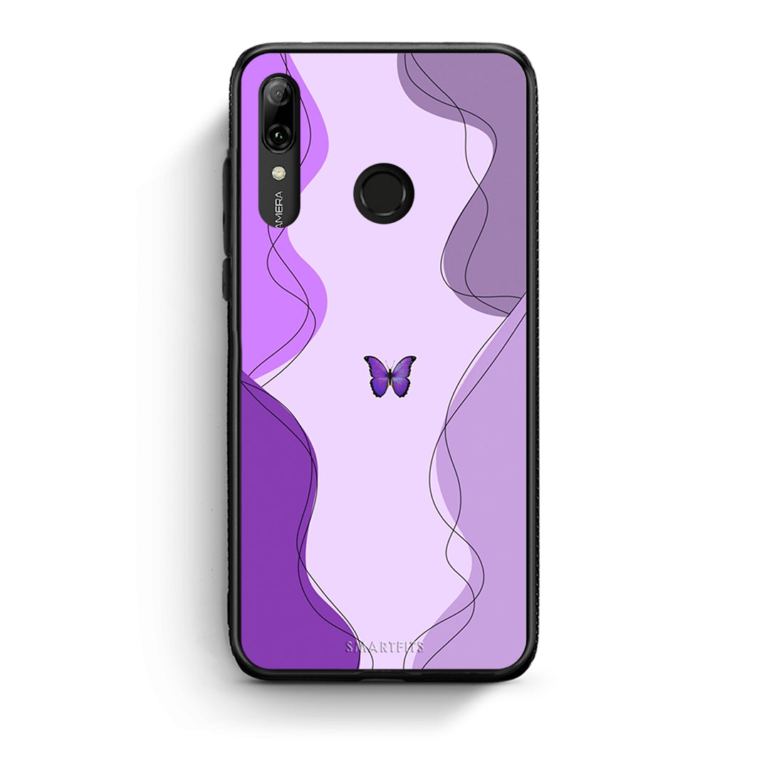 Huawei P Smart 2019 Purple Mariposa Θήκη Αγίου Βαλεντίνου από τη Smartfits με σχέδιο στο πίσω μέρος και μαύρο περίβλημα | Smartphone case with colorful back and black bezels by Smartfits