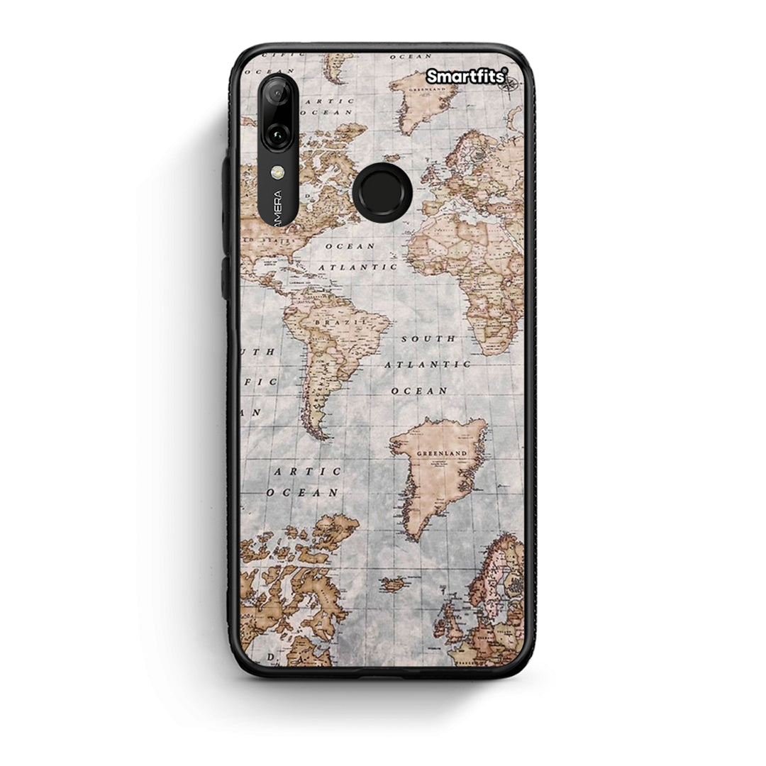 Huawei P Smart 2019 World Map Θήκη από τη Smartfits με σχέδιο στο πίσω μέρος και μαύρο περίβλημα | Smartphone case with colorful back and black bezels by Smartfits