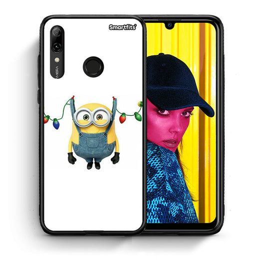 Θήκη Huawei P Smart 2019 Xmas Minion Lights από τη Smartfits με σχέδιο στο πίσω μέρος και μαύρο περίβλημα | Huawei P Smart 2019 Xmas Minion Lights case with colorful back and black bezels