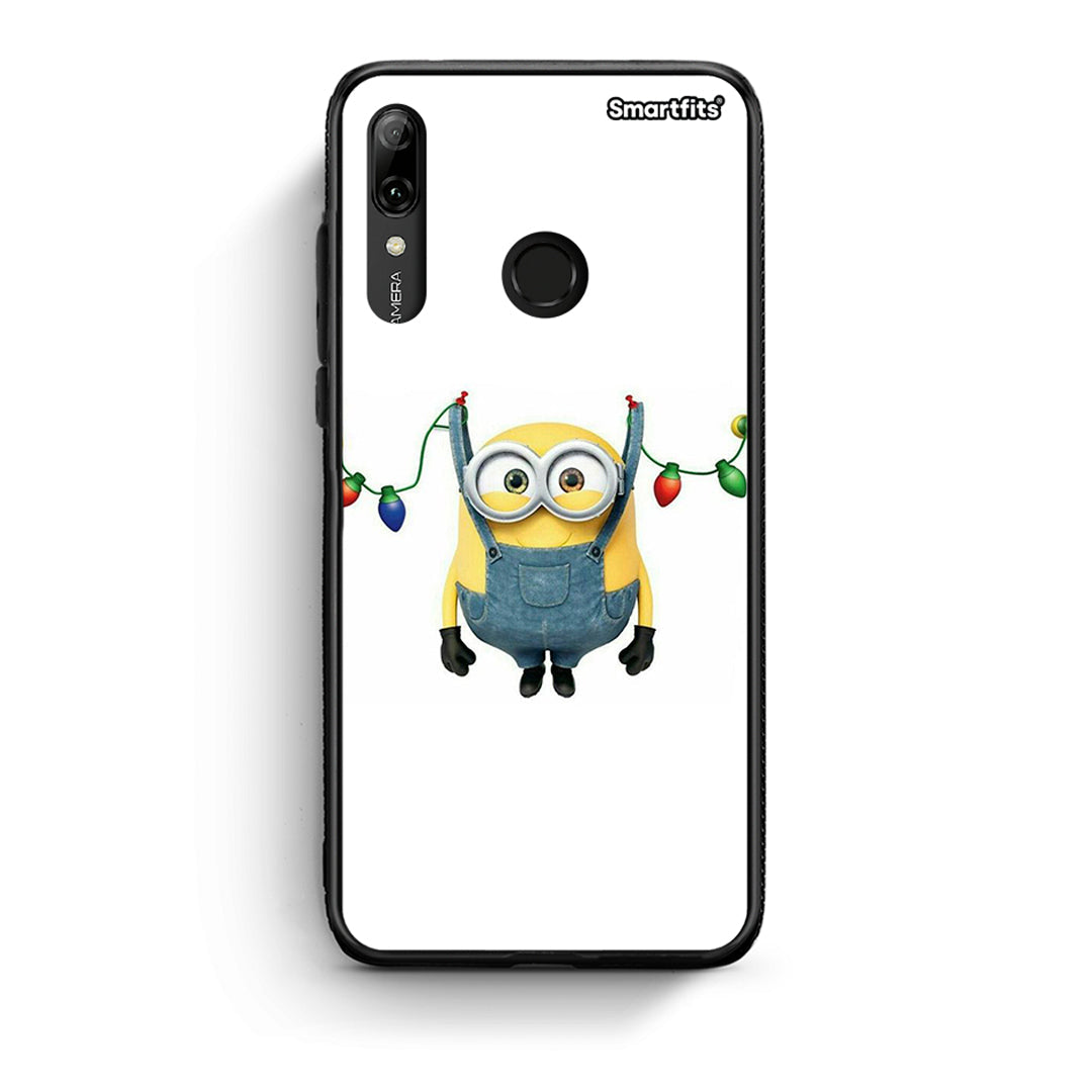 Huawei P Smart 2019 Xmas Minion Lights θήκη από τη Smartfits με σχέδιο στο πίσω μέρος και μαύρο περίβλημα | Smartphone case with colorful back and black bezels by Smartfits