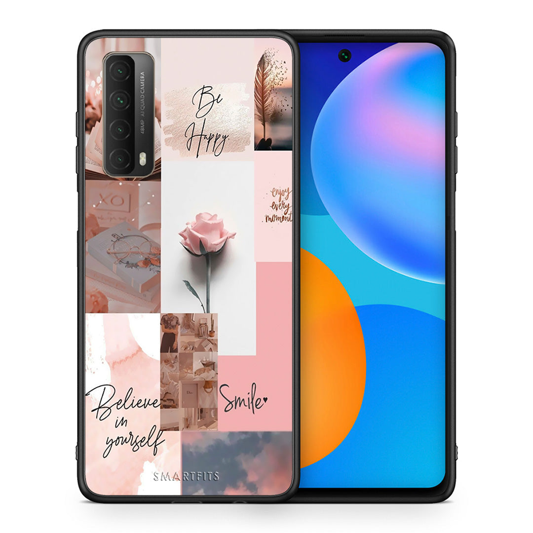 Θήκη Huawei P Smart 2021 Aesthetic Collage από τη Smartfits με σχέδιο στο πίσω μέρος και μαύρο περίβλημα | Huawei P Smart 2021 Aesthetic Collage case with colorful back and black bezels