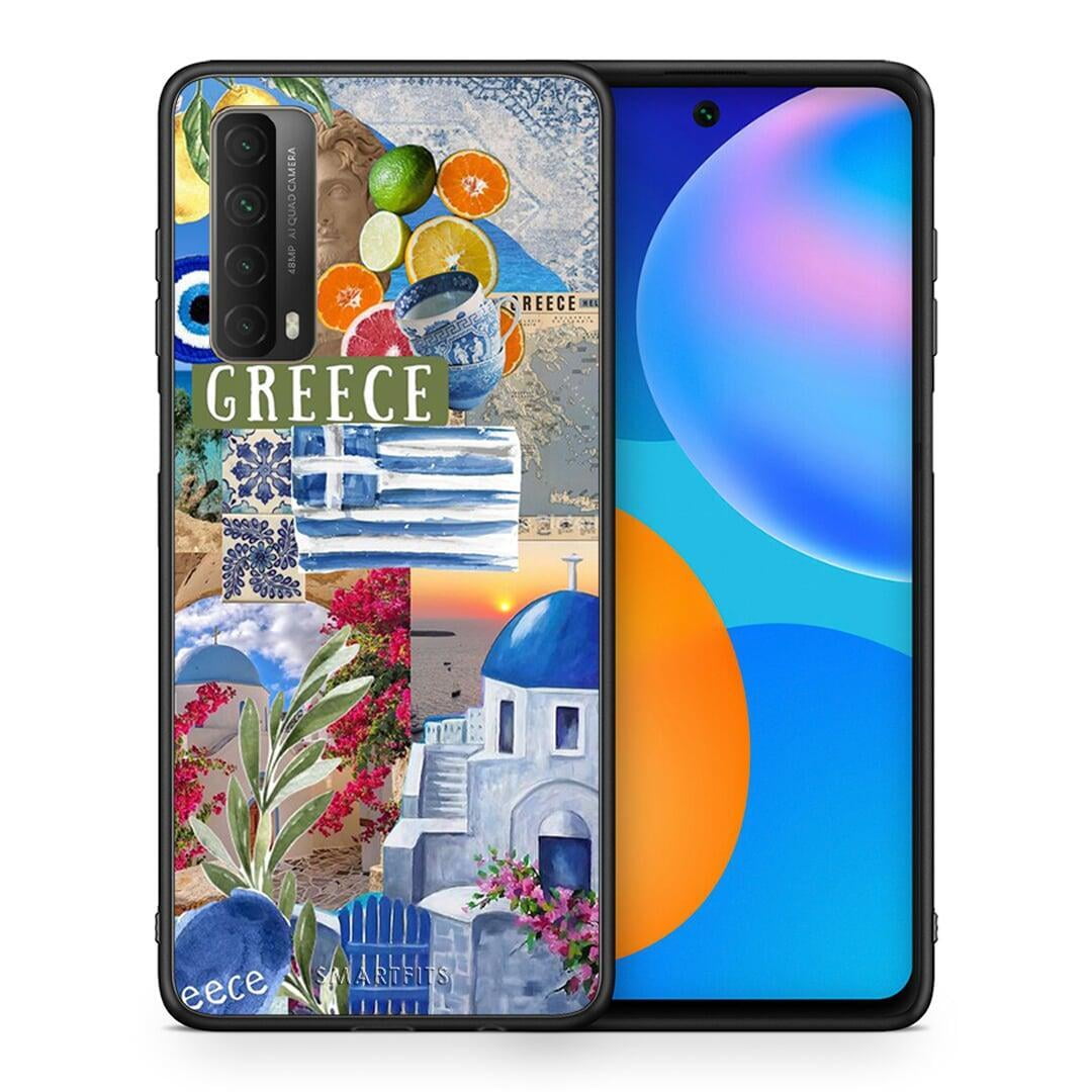 Θήκη Huawei P Smart 2021 All Greek από τη Smartfits με σχέδιο στο πίσω μέρος και μαύρο περίβλημα | Huawei P Smart 2021 All Greek case with colorful back and black bezels