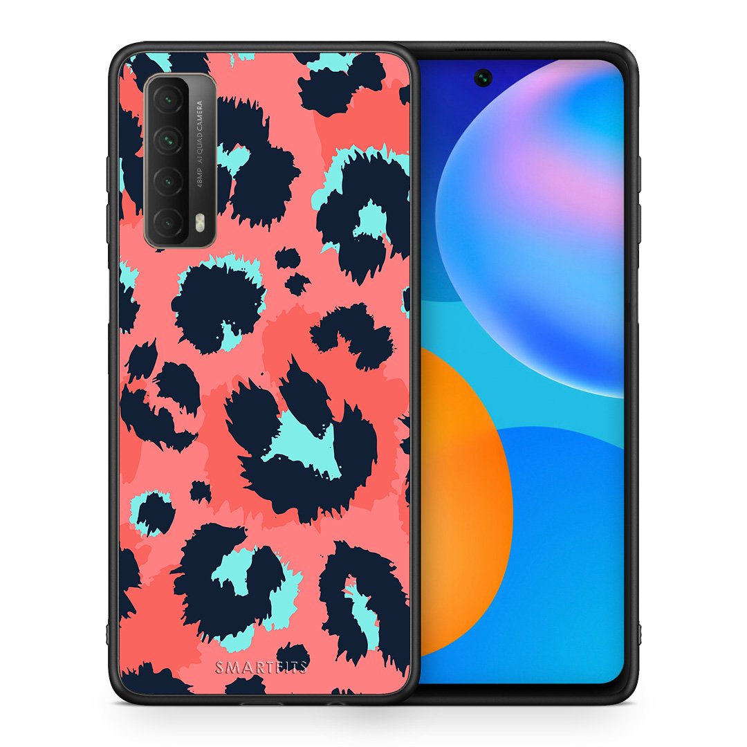 Θήκη Huawei P Smart 2021 Pink Leopard Animal από τη Smartfits με σχέδιο στο πίσω μέρος και μαύρο περίβλημα | Huawei P Smart 2021 Pink Leopard Animal case with colorful back and black bezels