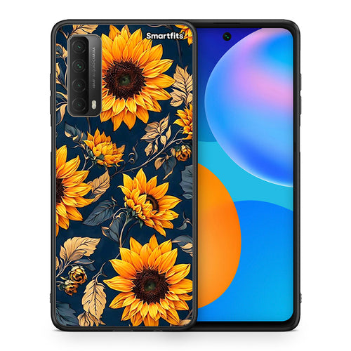 Θήκη Huawei P Smart 2021 Autumn Sunflowers από τη Smartfits με σχέδιο στο πίσω μέρος και μαύρο περίβλημα | Huawei P Smart 2021 Autumn Sunflowers case with colorful back and black bezels