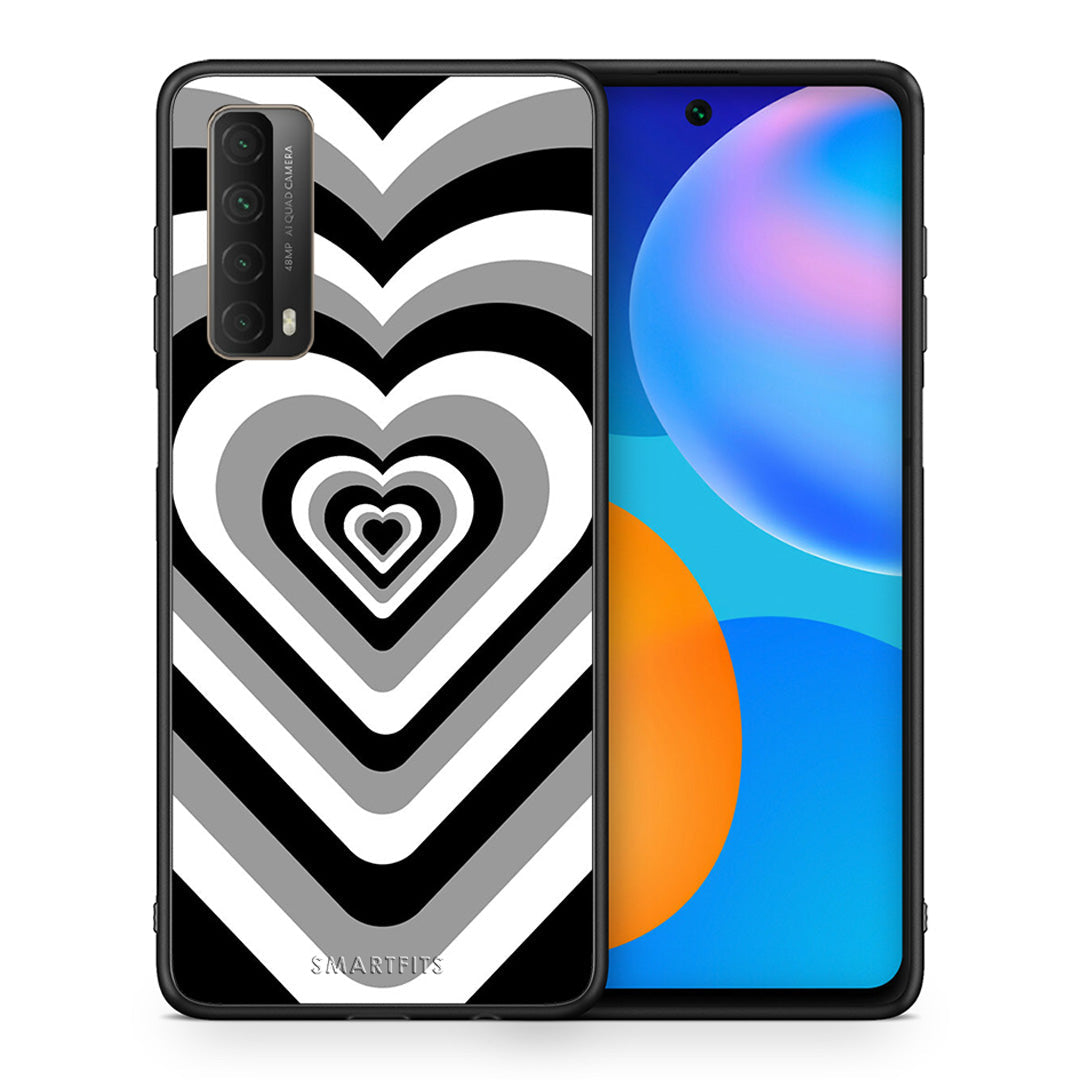 Θήκη Huawei P Smart 2021 Black Hearts από τη Smartfits με σχέδιο στο πίσω μέρος και μαύρο περίβλημα | Huawei P Smart 2021 Black Hearts case with colorful back and black bezels