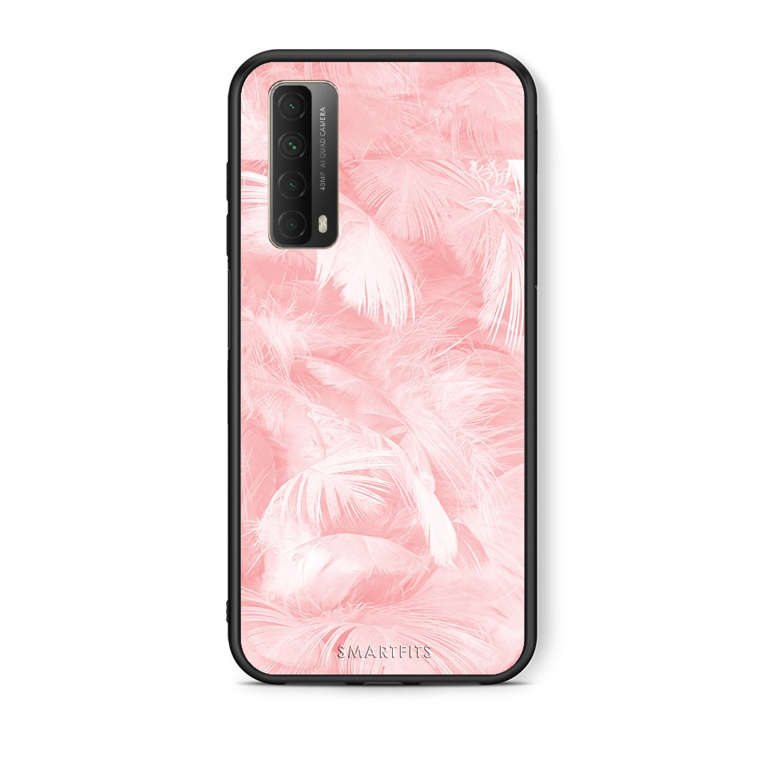 Θήκη Huawei P Smart 2021 Pink Feather Boho από τη Smartfits με σχέδιο στο πίσω μέρος και μαύρο περίβλημα | Huawei P Smart 2021 Pink Feather Boho case with colorful back and black bezels