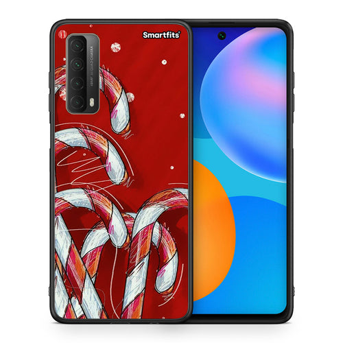 Θήκη Huawei P Smart 2021 Candy Cane από τη Smartfits με σχέδιο στο πίσω μέρος και μαύρο περίβλημα | Huawei P Smart 2021 Candy Cane case with colorful back and black bezels