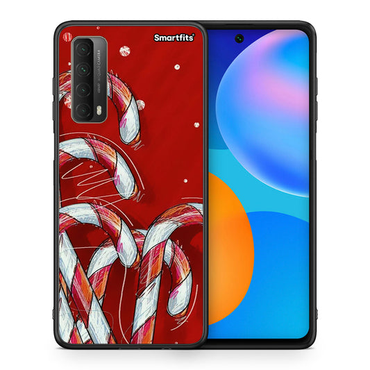 Θήκη Huawei P Smart 2021 Candy Cane από τη Smartfits με σχέδιο στο πίσω μέρος και μαύρο περίβλημα | Huawei P Smart 2021 Candy Cane case with colorful back and black bezels